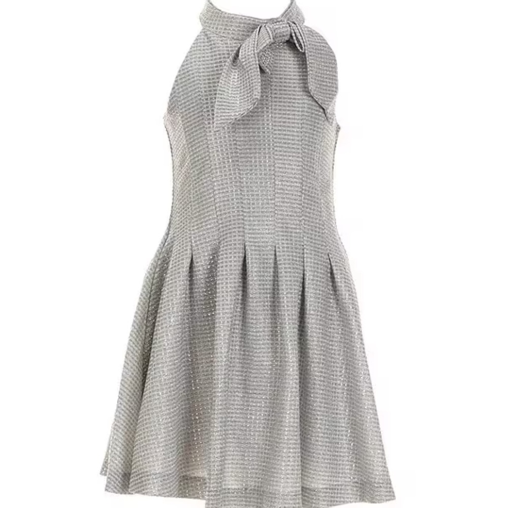 GB Social Girl Sleeveless Halter Sequin Bow Tie Neck Dress.